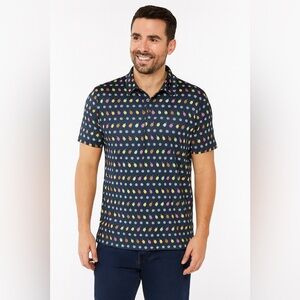 Yatta Golf Mens Performance Polo 2XL Blue Paddles Pickle Ball Active Cas…